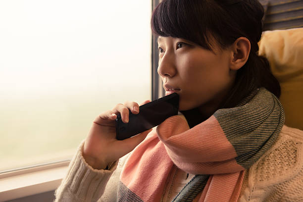 istock Young Asian Woman Traveling by Train 512278523