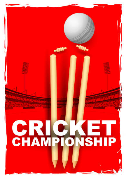 Cricket stumps and bails hit by a ball llustration of cricket stumps and bails hit by a ball in stadium cricket stock illustrations