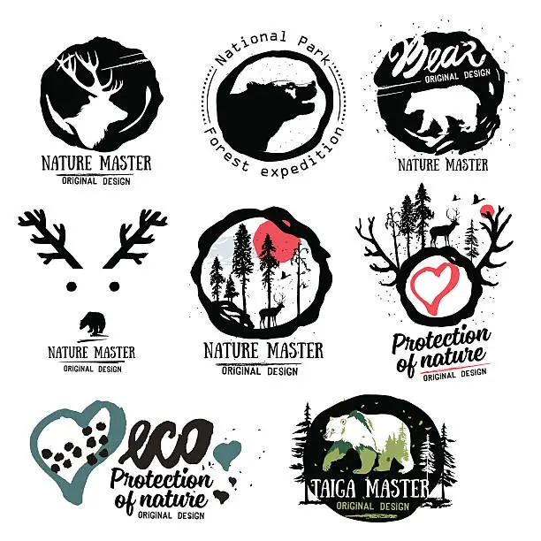 Vector illustration of Nature logo. Wild beasts of the forest logo sign.