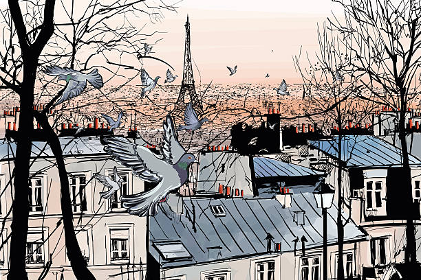 80+ Watercolor Painting Of The Montmartre In Paris Stock Photos