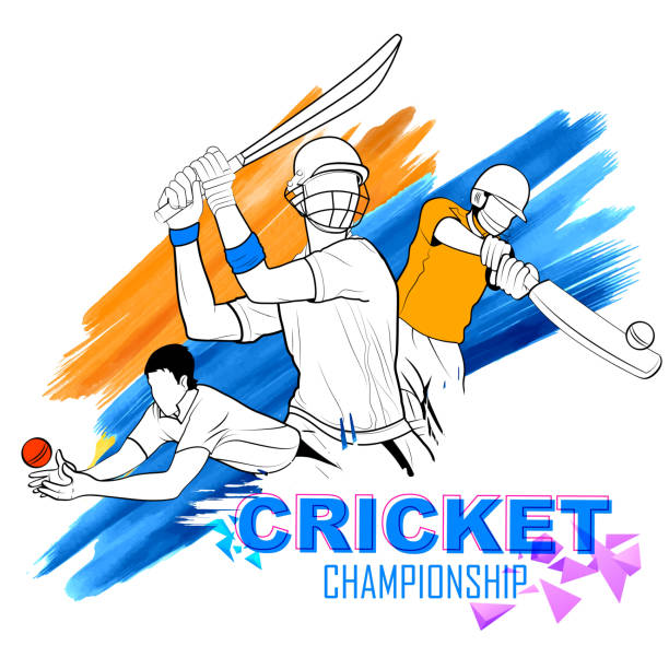 타자 게임하기 크리켓 선수권대회 - sport of cricket cricket player fielder sport stock illustrations