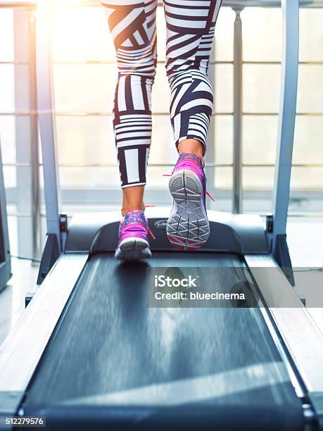 Running On Treadmill Stock Photo - Download Image Now - Close-up, Treadmill, Sports Shoe