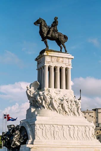 Monument dedicated to General Maximo Gomez, located in the centre of the De Martires park in old Havana, Cuba. He was the General in XIX century Cuban war for independence.