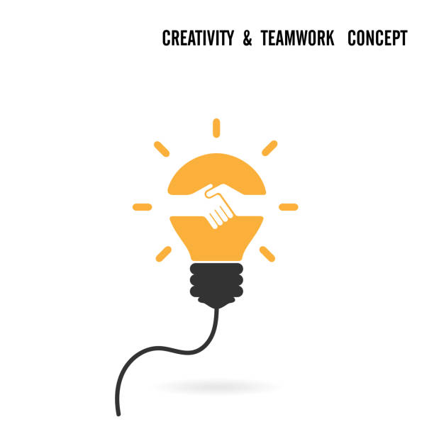 illustrations, cliparts, dessins animés et icônes de ampoule idée et poignée de main concept - business leadership backgrounds light bulb