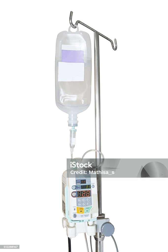 Aislado bomba de infusión y IV de montaje sobre polos - Foto de stock de Gota a gota libre de derechos
