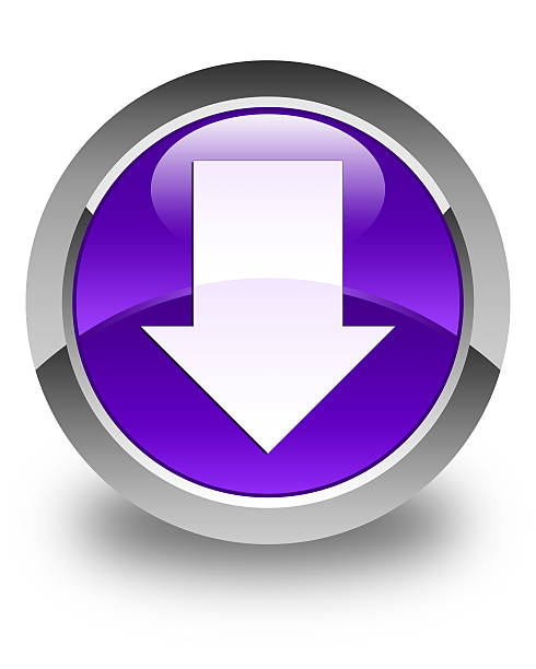 Download arrow icon glossy purple round button