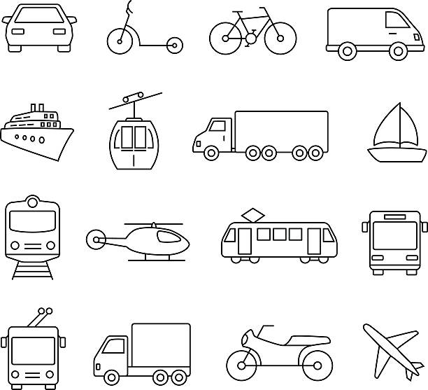 ilustrações, clipart, desenhos animados e ícones de ícones de transporte-de-viagem - train people cable car transportation