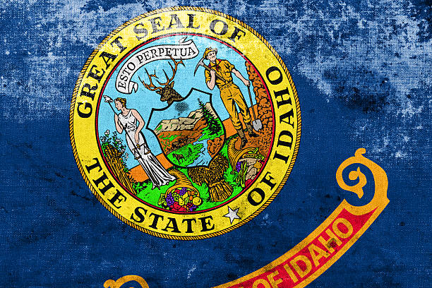 istock Idaho State Flag with a vintage and old look 512291031