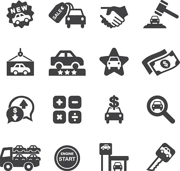 Vector illustration of Car Dealership Silhouette icons| EPS10