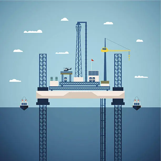 Vector illustration of Vector concept of oil and gas offshore industry