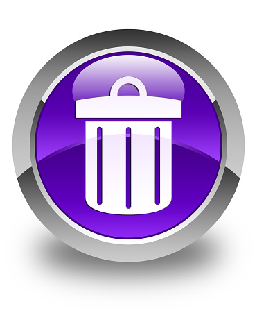 Recycle bin icon glossy purple round button