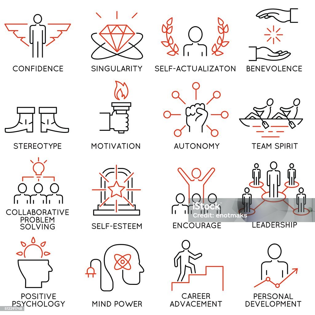Set of icons related to business management - part 43 Vector set of 16 icons related to business management, strategy, career progress and business process. Mono line pictograms and infographics design elements - part 43 Icon Symbol stock vector