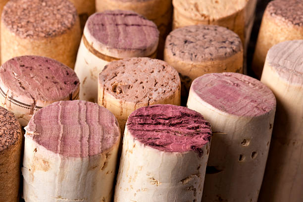 istock Used wine corks, close up showing wine residue 512292716