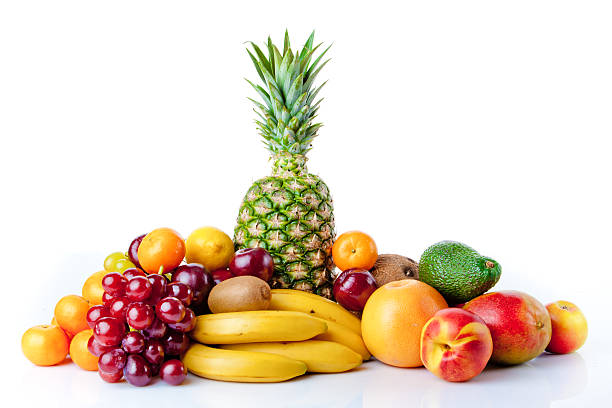 istock Fresh fruits isolated on a white . 512293199