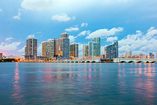 istock Miami city skyline panorama at dusk 512293307