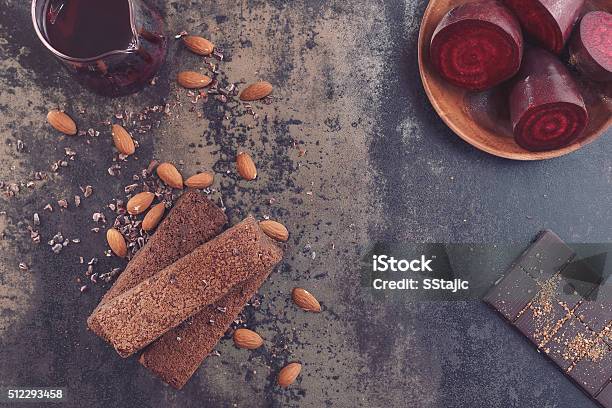 Beetroot Chocolate Brownies Stock Photo - Download Image Now - Common Beet, Almond, Cookie