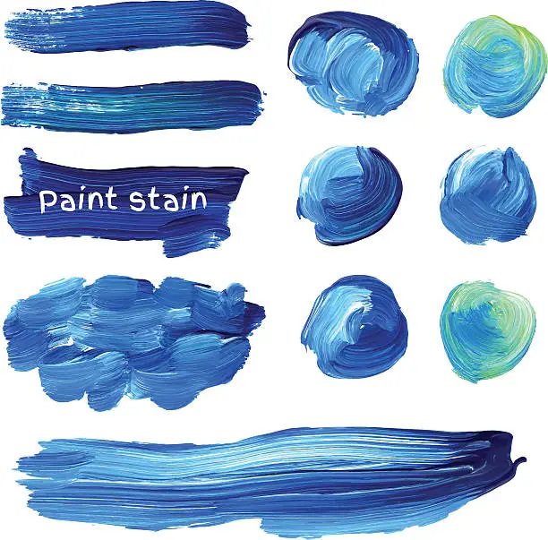 Vector illustration of Hand drawn oil paint strokes. Vector background stains set.
