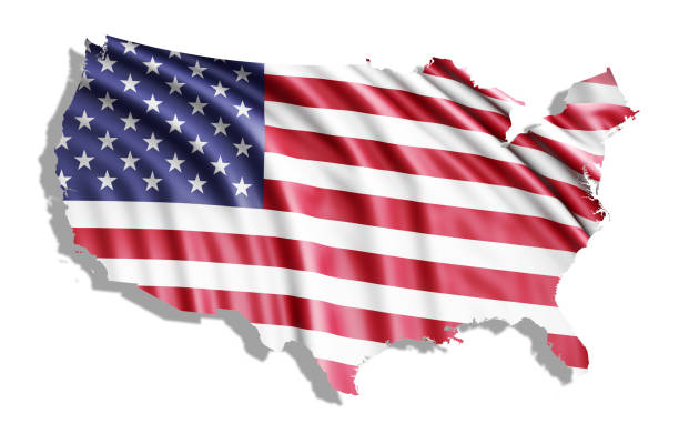 istock Waving American Flag Inside USA Map 512303644