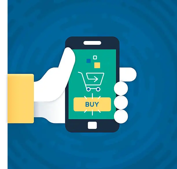 Vector illustration of Mobile Phone Purchasing and Shopping