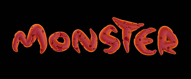 3d pink orange monster word on black