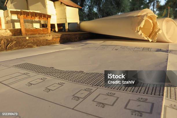House Blueprints Stock Photo - Download Image Now - Blueprint, Color Image, Construction Equipment