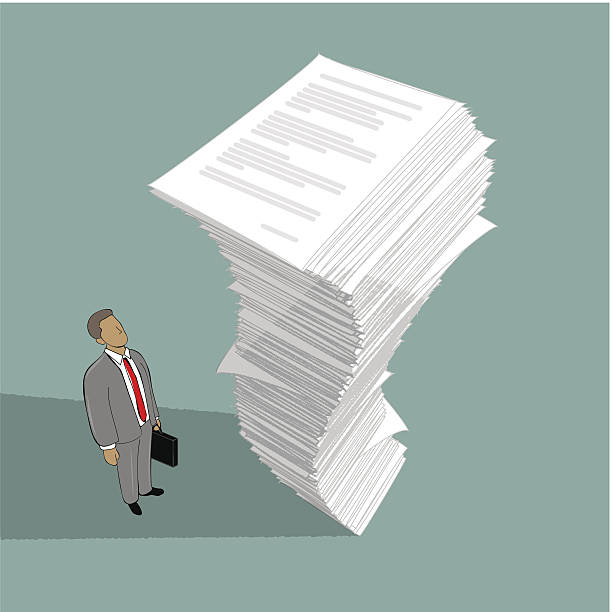 ilustrações, clipart, desenhos animados e ícones de pilha de papel - stack tax paper document