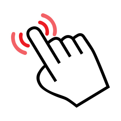 cursor hand icon red waves