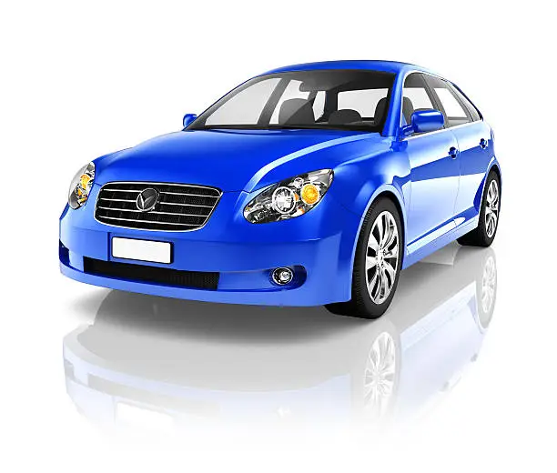 3D Blue Sedan Car