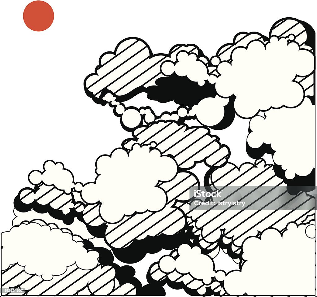 Sky Vector illustration of the sky. Black and white with red accent. Altocumulus stock vector