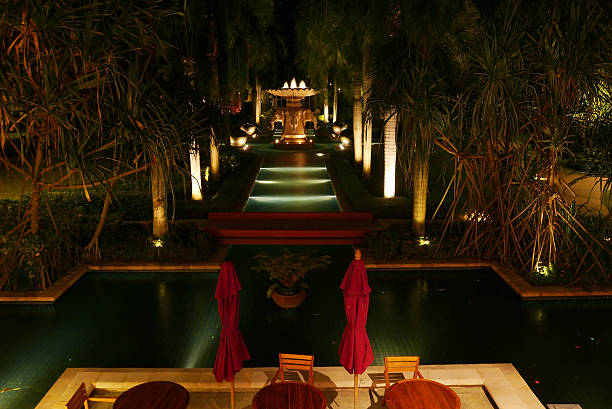 istock Elephant water fountain at night 512325265
