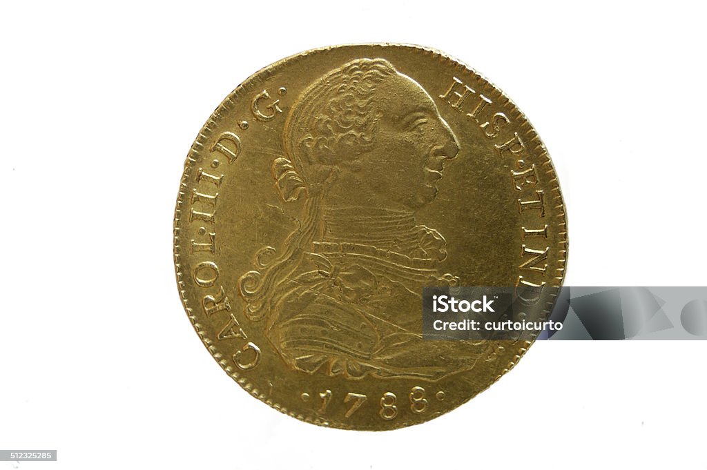 Moneta d'oro da España 1788, ocho-Escudo - Foto stock royalty-free di Blasone