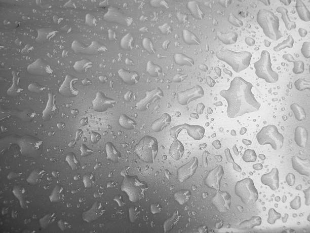 rain water drops with light grey background stock photo