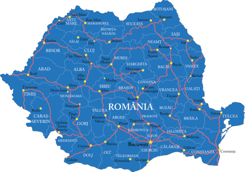 Detailed map of Romania.