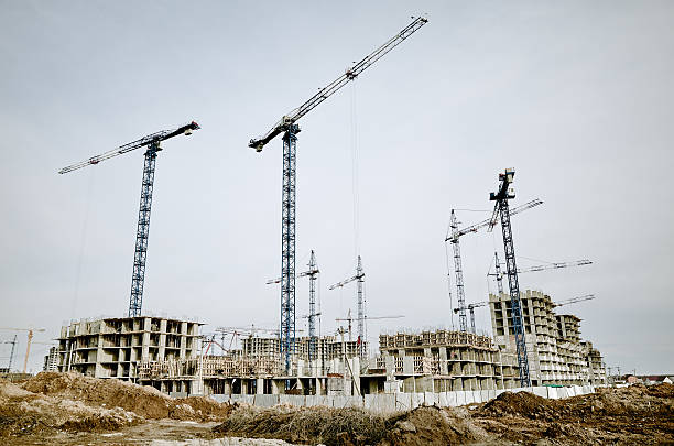 istock Build a new house crane construction site 512326272