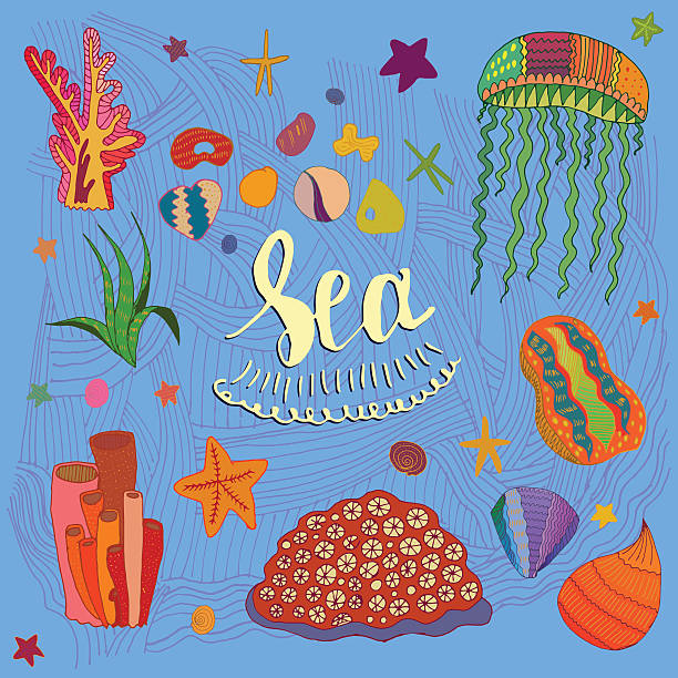 tylko morze - medusa stan nowy jork ilustracje stock illustrations