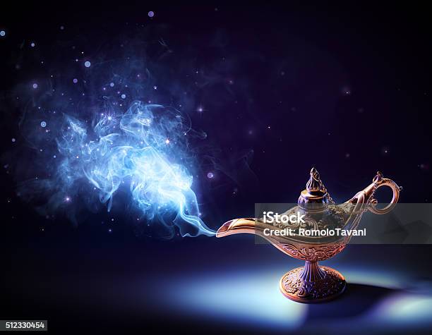 Lamp Of Wishes Stock Photo - Download Image Now - Magic Lamp, Genie, Bottle