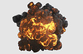 Top view explosion with clipping path