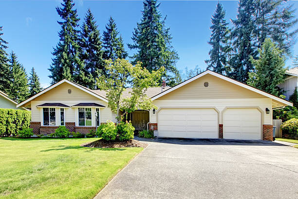 istock American rumbler with three car garage. 512331690