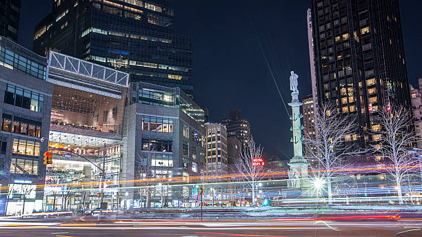 istock Columbus circle in New York City at night 512332050