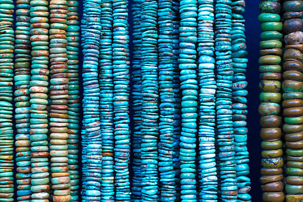 istock Turquoise Beads and Necklaces Hanging (Close-Up) 512332158
