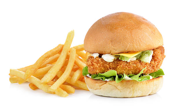 istock hamburger with fish and cheese on white backgroud 512336082