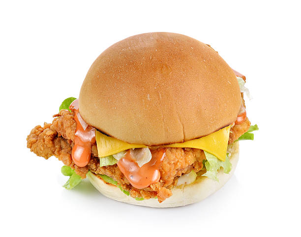 istock hamburger with chicken and cheese on white backgroud 512336172