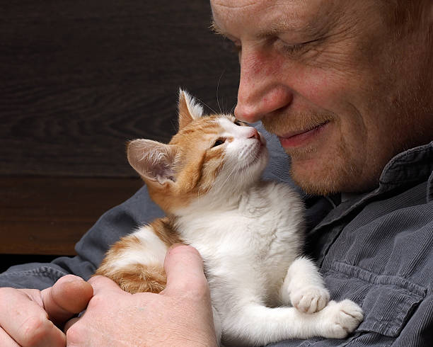 istock Portrait of a man with a kitten 512341056
