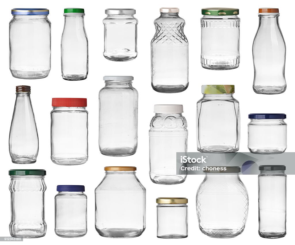 jars set Set of empty jars with caps isolated on white background Jar Stock Photo