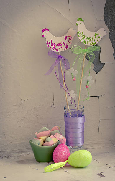 istock Easter still life in retro style. Vintage toning. 512343890