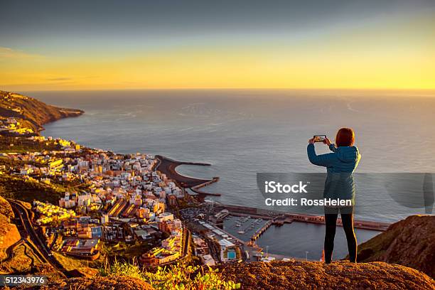Woman Enjoying Landscape View Near Santa Cruz City Stock Photo - Download Image Now - Canary Islands, Tourist, City