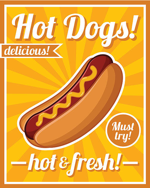 bildbanksillustrationer, clip art samt tecknat material och ikoner med hot dog poster - hotdog