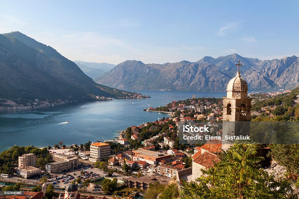 Kotor bay is most beautiful place in Montenegro The Kotor bay is one of the most beautiful places in Montenegro. Top view. Kotor Bay Stock Photo