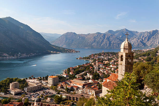 Kotor bay is most beautiful place in Montenegro The Kotor bay is one of the most beautiful places in Montenegro. Top view. montenegro stock pictures, royalty-free photos & images