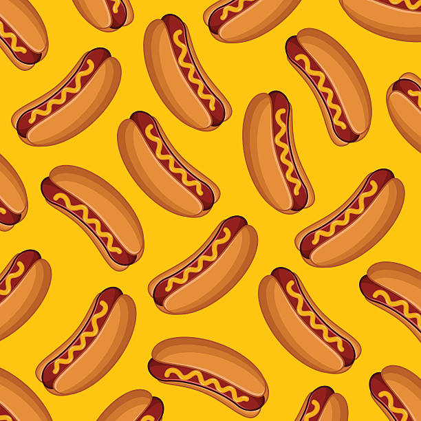 bildbanksillustrationer, clip art samt tecknat material och ikoner med hot dog background - hotdog